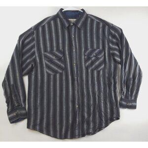 Northwest Territory Shirt Mens Large Gray Green Striped Long Sleeve 100% Acrylic